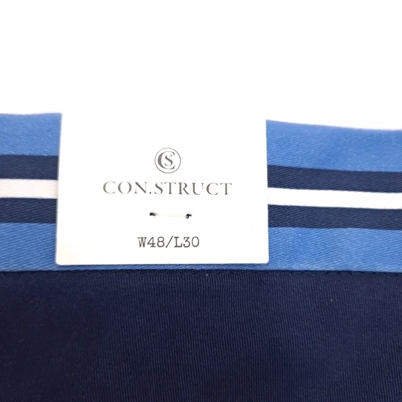 Con.Struct Men's Chino Pants Navy Blue Contrasting Waistband Stretch - Sz 48x30 - Picture 7 of 12